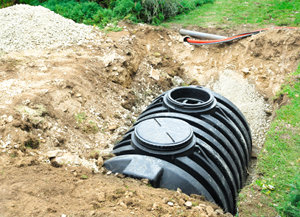 septic tank installed in a garden